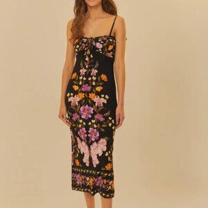 Farm Rio NWT Butterfly Flower Print Midi Dress